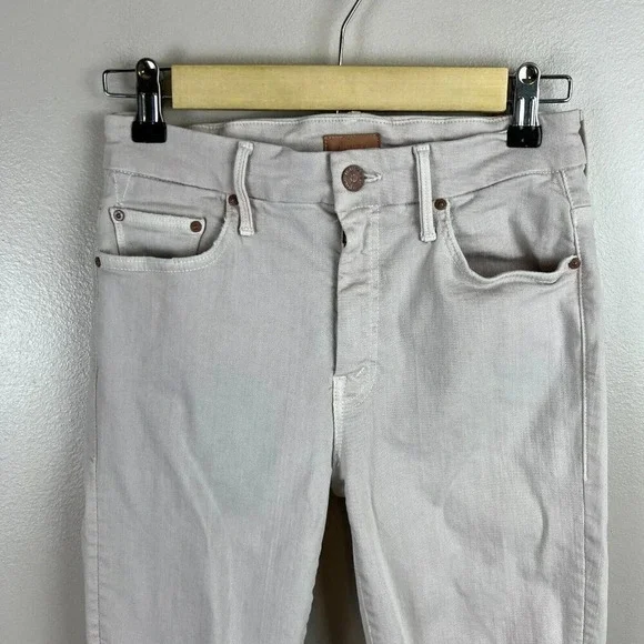 Mother Looker Dagger Lace Trim Ankle Skinny Jeans Size 26 Blush Pink High Waist